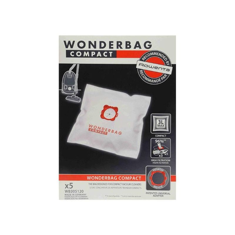 SEB Lot de 5 sacs aspi Wonderbag Compact