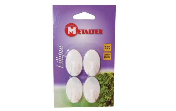 METALTEX Lot de 4 crochets LILLIPUT Adhésifs blancs