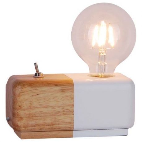 SAMPA-HELIOS Lampe jane bois finition naturelle et blanc