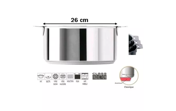 Faitout CRISTEL Mutine 26 cm Inox - F26Q casserole serie de casseroles inox pas cher avis