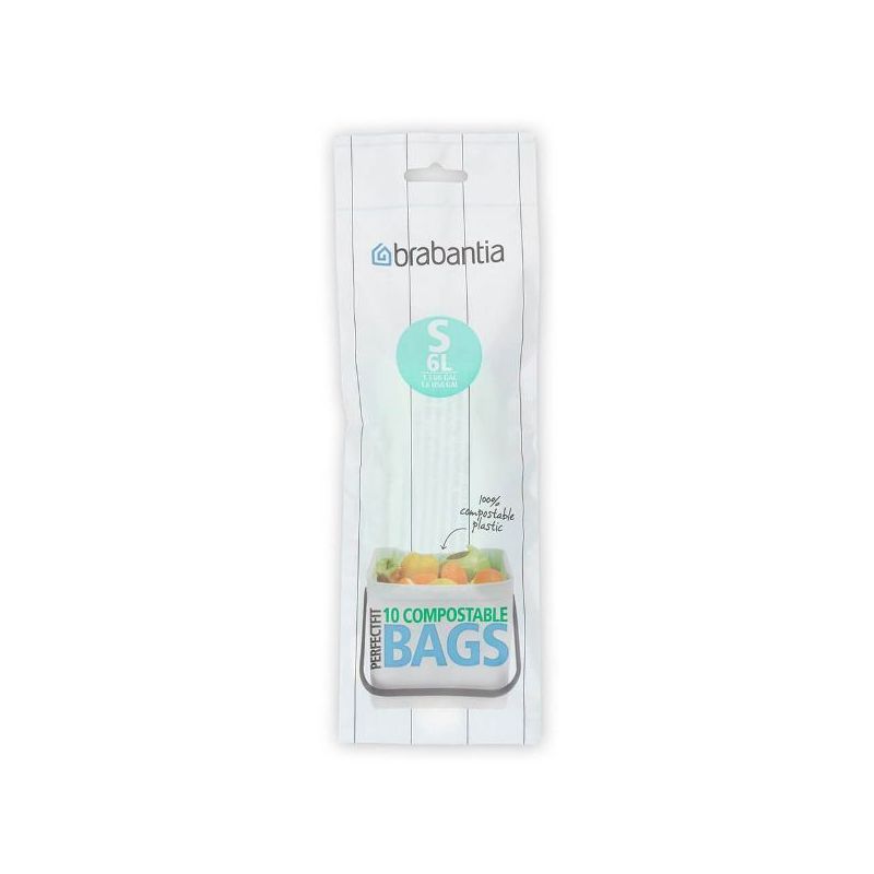 BRABANTIA Rouleau de 10 sacs poubelle compostables Code S 6 L Perfect Fit