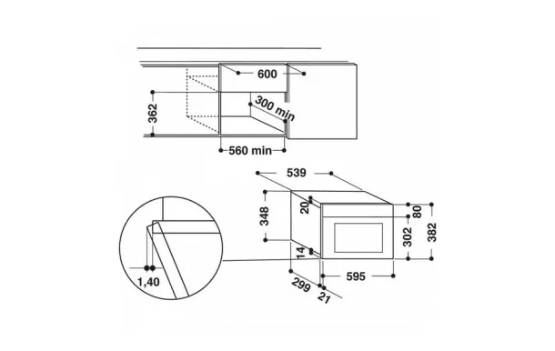 WHIRLPOOL micro-ondes grill encastrable 22 litres - W6MN840