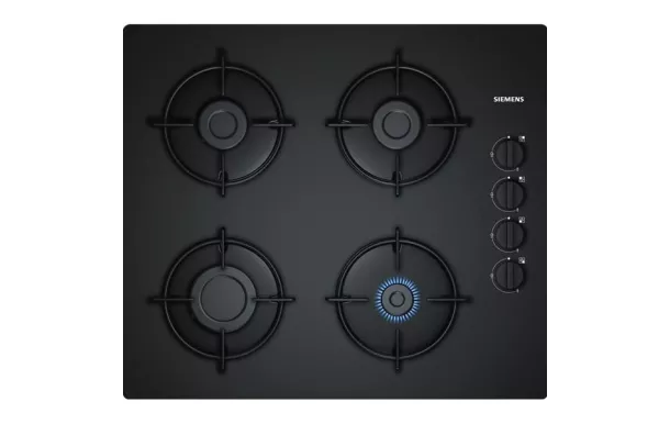 SIEMENS Table de cuisson gaz - Dessus verre trempé 4 brûleurs dont 1 rapide 3 kW - EO6B6PB10