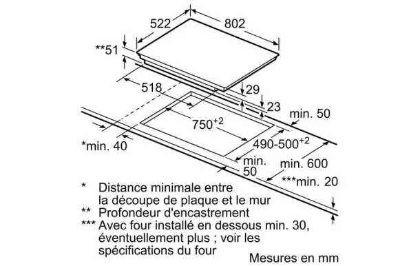 SIEMENS Table induction 80 cm 2 zones flex EX851LYC1F