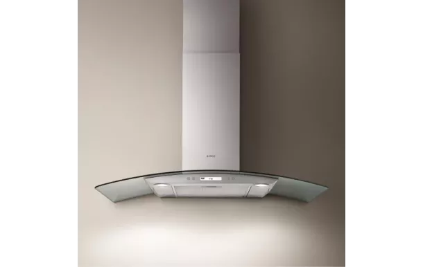ELICA hotte décorative 90 cm galbée 603 m3/h inox et verre - PRF0097372