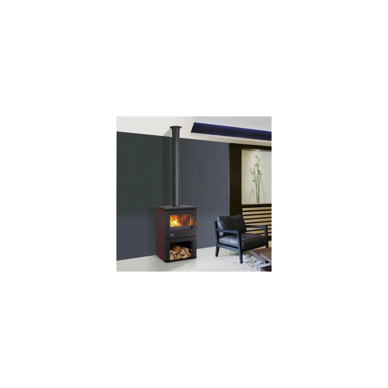 GODIN Poele à bois Chinon 8 5 KW 362113CARMIN