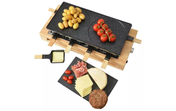 KITCHENCHEF Appareil à raclette, Grill & Crêpes 8 personnes - KCWOOD8MAXI avis moins cher