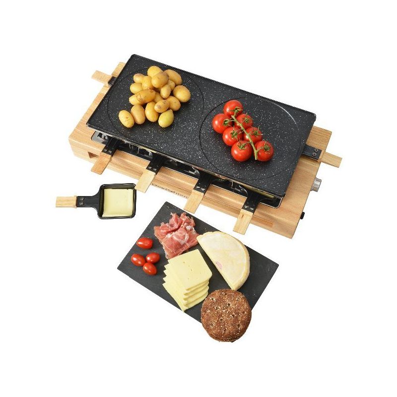 kitchenchef appareil à raclette, grill & crêpes 8 personnes - kcwood8maxi