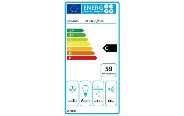 ROSIERES Hotte visière 60 cm 348 m3/h noire - RHC638/1PN