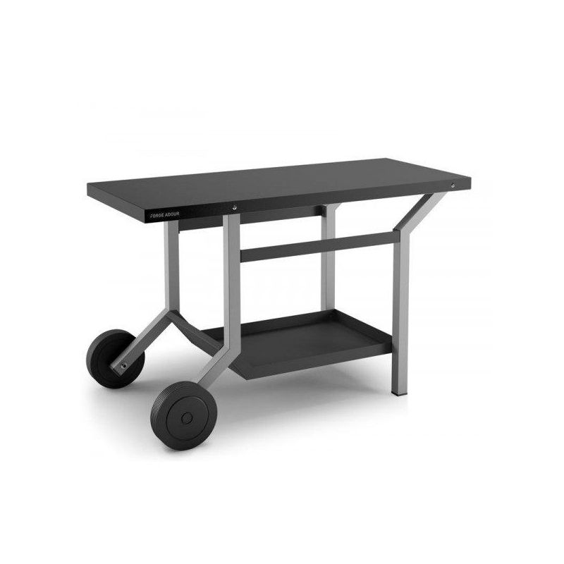 FORGE ADOUR Table roulante acier noir et gris clair mat