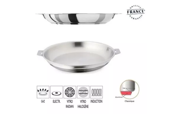  CRISTEL Poêle Mutine 26 cm en Inox crepieres sauteuses poeles inox revetue tefal pas cher