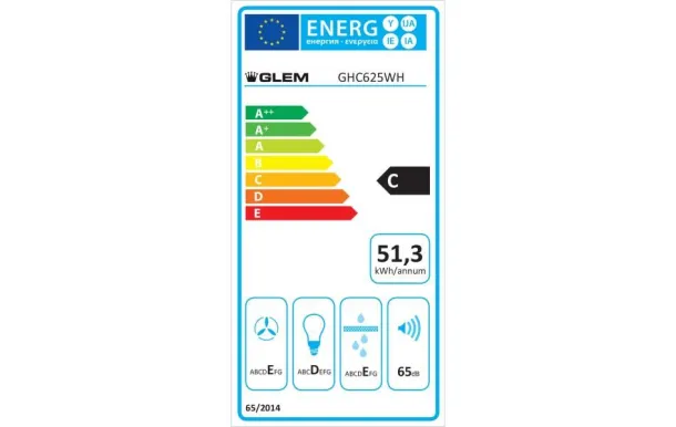 GLEM Hotte visière 60 cm 250 m3/h blanche - GHC625WH