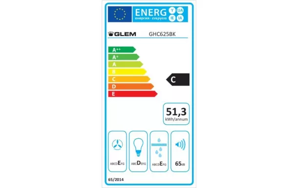 GLEM hotte visière 60 cm 250 m3/h noire - GHC625BK