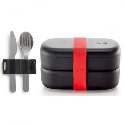 LEKUE Boîte repas Black Edition - Lunch Box To Go + Couverts - Basics To Go