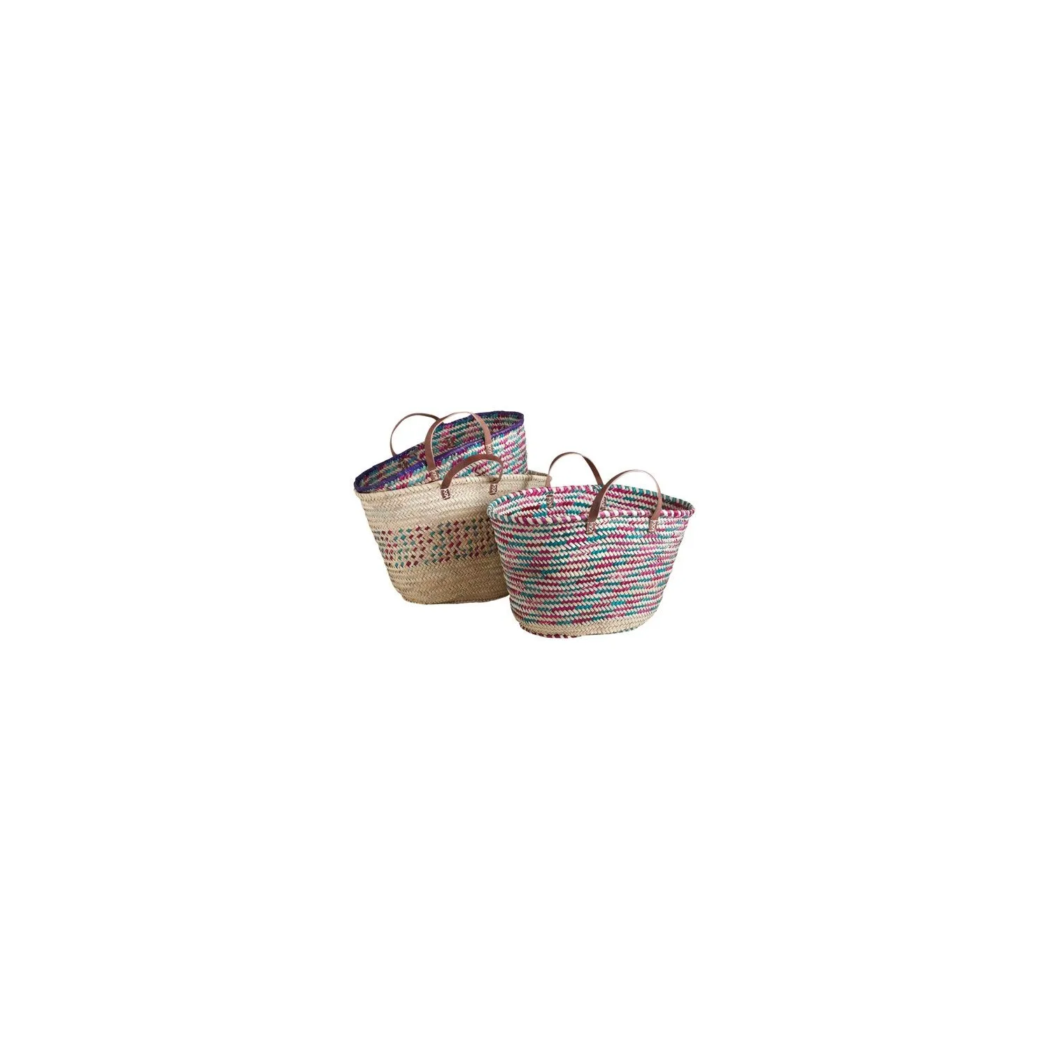 Aucune marque Couffin palmier 2 anses cuir motifs assortis