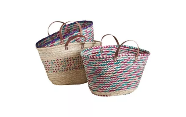 Aucune marque Couffin palmier 2 anses cuir motifs assortis