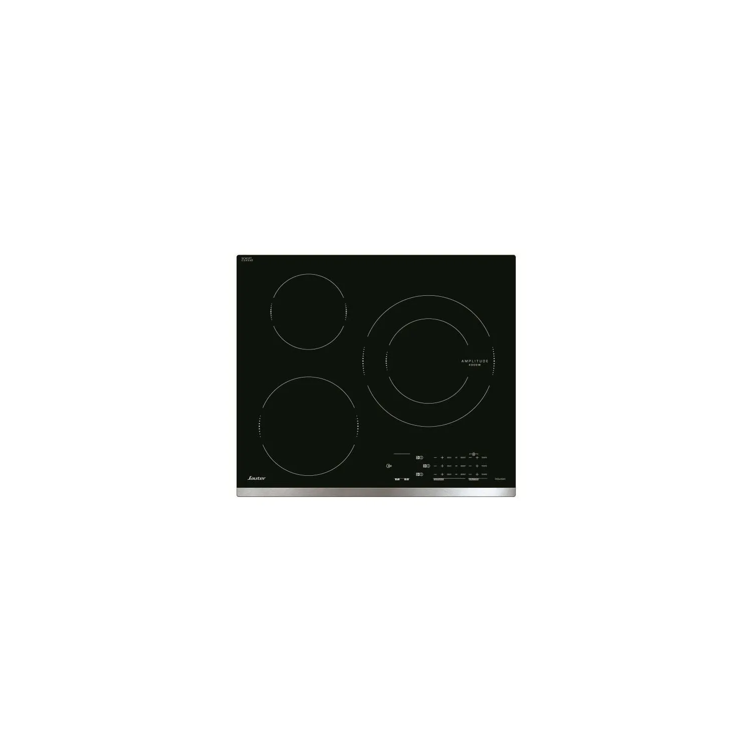 SAUTER Table induction 3 foyers dont 1 zone Amplitude Ø 28 cm 4 kW SPI4360X
