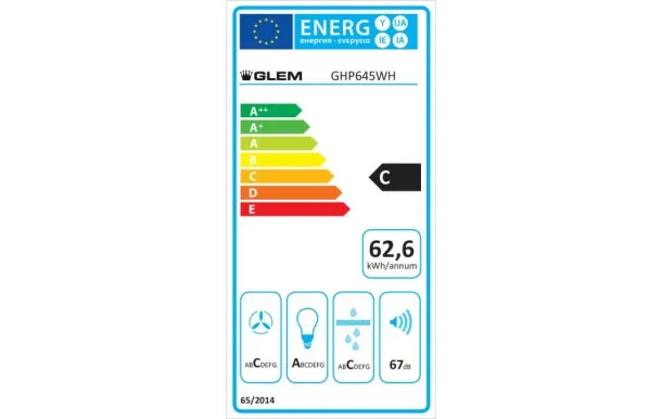 GLEM Hotte décorative 60 cm 500 m3/h blanche - GHP645WH