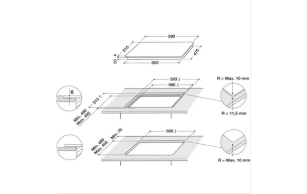 WHIRLPOOL Table induction 3 foyers WSQ1160NE