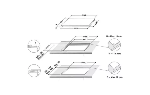 INDESIT Table induction 3 zones IS33Q60NE