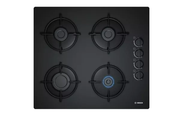 BOSCH Table de cuisson gaz Dessus verre trempé 4 brûleurs dont 1 rapide 3 kW - POP6B6B10