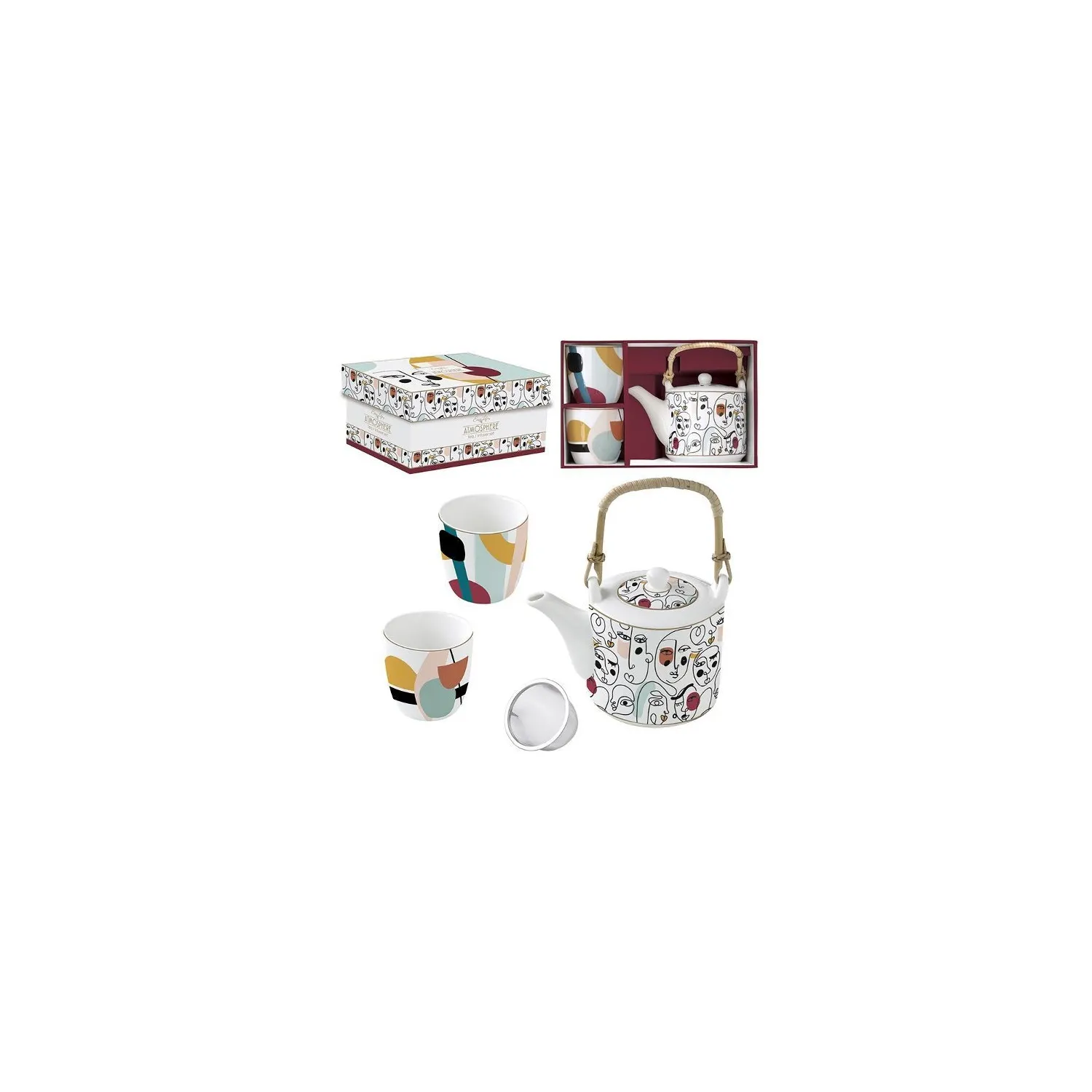 EASY LIFE Coffret Théière + 2 gobelets Modernism - Coffee Mania EASY LIFE Coffret Théière + 2 gobelets Modernism - Coffee Mania
