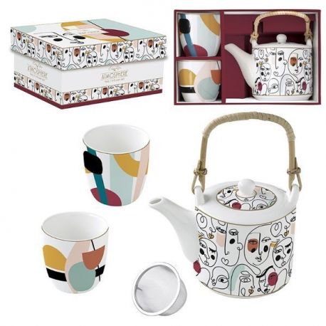 EASY LIFE Coffret Théière + 2 gobelets Modernism - Coffee Mania