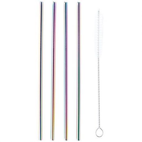 POINT VIRGULE Set de 4 pailles inox Arc-en-ciel