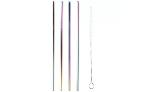 POINT VIRGULE Set de 4 pailles inox Arc-en-ciel