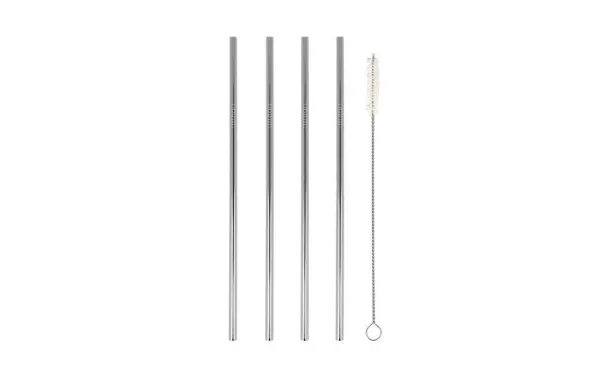 METALTEX 4 pailles droites en Inox 21 cm + goupillon