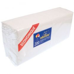 PUBLI EMBAL Lot de 200 Serviettes en papier Blanc 30 x 30 cm 1 pli