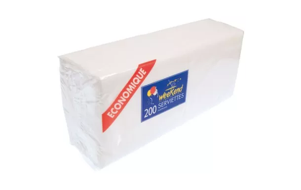 PUBLI EMBAL Lot de 200 Serviettes en papier Blanc 30 x 30 cm 1 pli