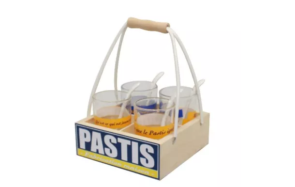 ARDTIME Set 4 verrines + 4 cuillères + panier - Pastis