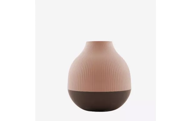 POINT VIRGULE Vase boule 19 cm - Rose Poudré & Gris Foncé