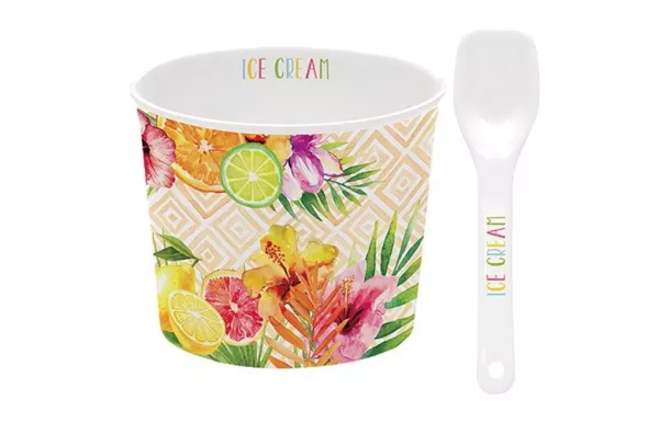 EASY LIFE Coupelle à glace + cuillère Fleurs & Agrumes - Tropical