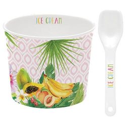 EASY LIFE Coupelle à glace + cuillère Fleurs & Banane - Tropical