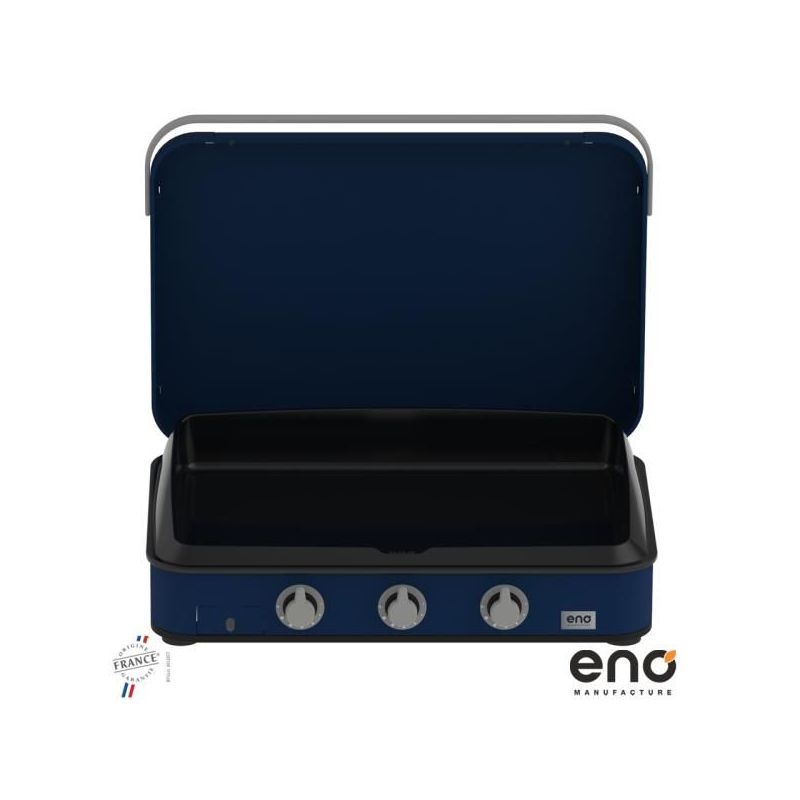 ENO Plancha gaz 3 feux avec capot EnoSign 80 Bleu Navy - 57033258070C