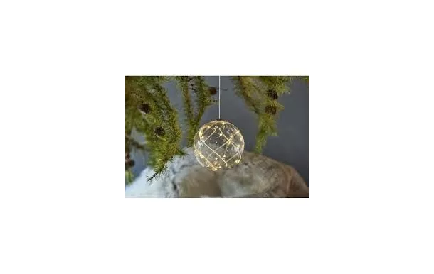 BOULE VERRE A SUSPENDRE EN LED 8 CM