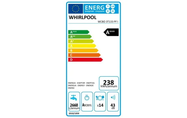 WHIRLPOOL Lave-vaisselle intégrable 14 couv 43 dB - WCBO3T133PFI