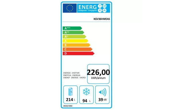 BOSCH Réfrigérateur combiné 308 litres - KGV36VWEAS