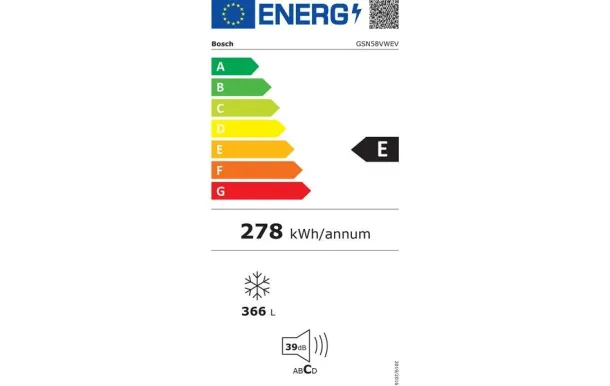 BOSCH Congélateur armoire 365 litres GSN58VWEV 