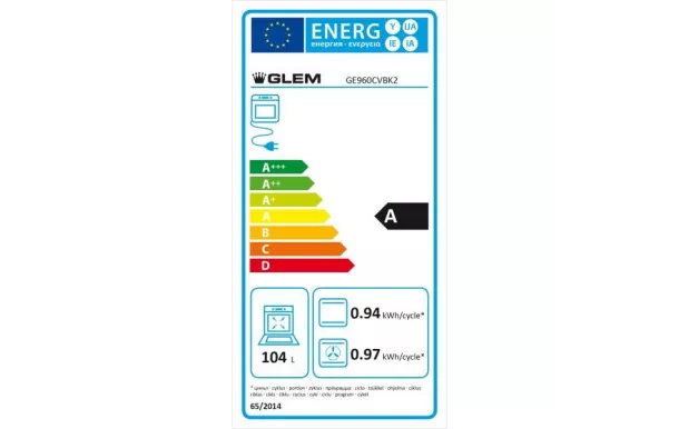 GLEM Piano de cuisson mixte 5 gaz four électrique GE960CVBK2 