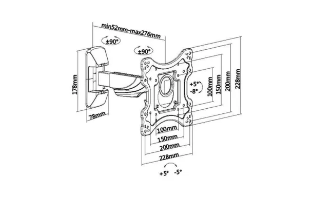 MBG FRANCE Support mural pour TV 23" à 42 " H2342/2A 