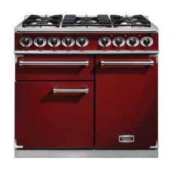 Cuisinière FALCON Semi Pro DELUXE 1000 Mixte Rouge cerise/Nickel brossé - F1000DXDFRD/NM-EU