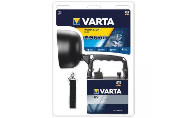 VARTA Phare work light led + 1 pile métal 4r25/2 alcaline incluse
