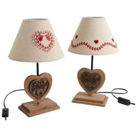 Aucune marque Lampe pied coeur bois assortie h37