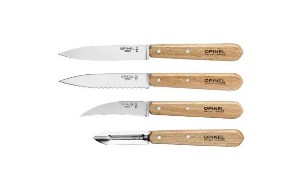 OPINEL Coffret de 4 couteaux de cuisine - Naturel Hêtre Les Essentiels