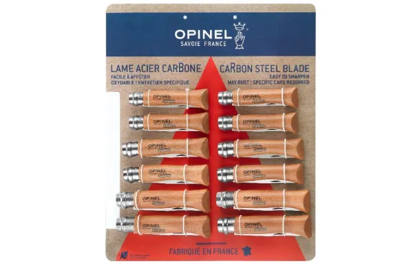 OPINEL Tableau de 12 Couteaux de poche fermant - Tradition Carbone [-]