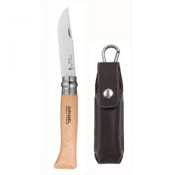 OPINEL Couteau de poche fermant Hêtre Naturel - Tradition N°8 Inox + Etui Alpine