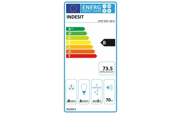 INDESIT Hotte décorative 80 cm 647 m3/h verre noir - IHVP83FLMK